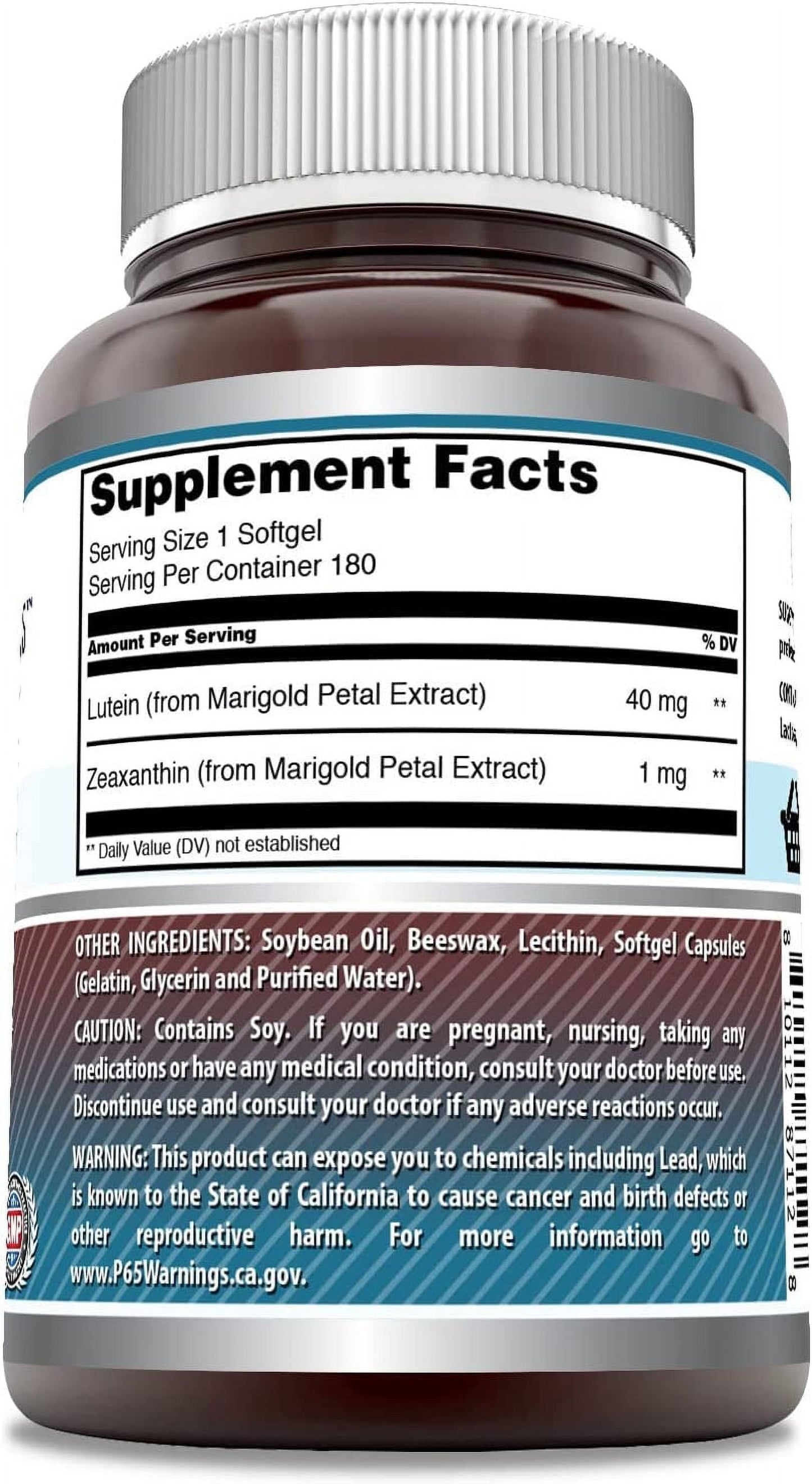Lutein 40Mg with Zeaxanthin 1600 Mcg Supplements - 180 Softgels- Supports Eye Health & Healthy Vision -Promotes Macular Health