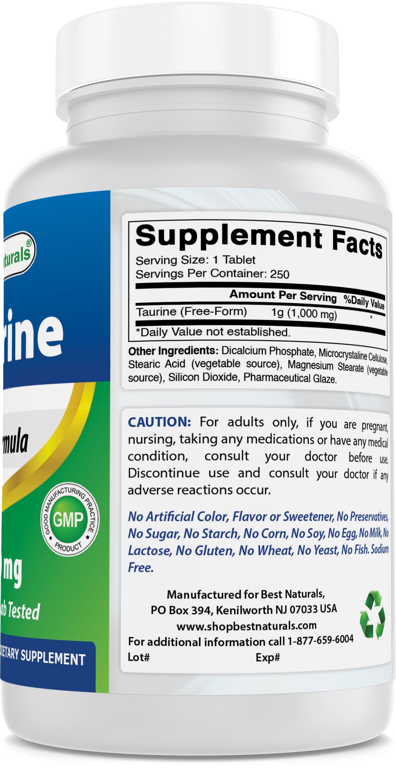Taurine 1000 Mg 250 Tablets | Supports Eye Health, Healthy Cellular Activity & Cardiovascular Health