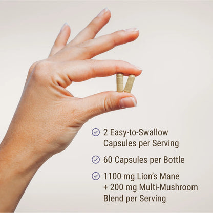 Lion’S Mane + Mushroom Blend with Cordyceps, Turkey Tail, and Reishi - for Cognitive Health and Gut Health | by  - 30 Servings