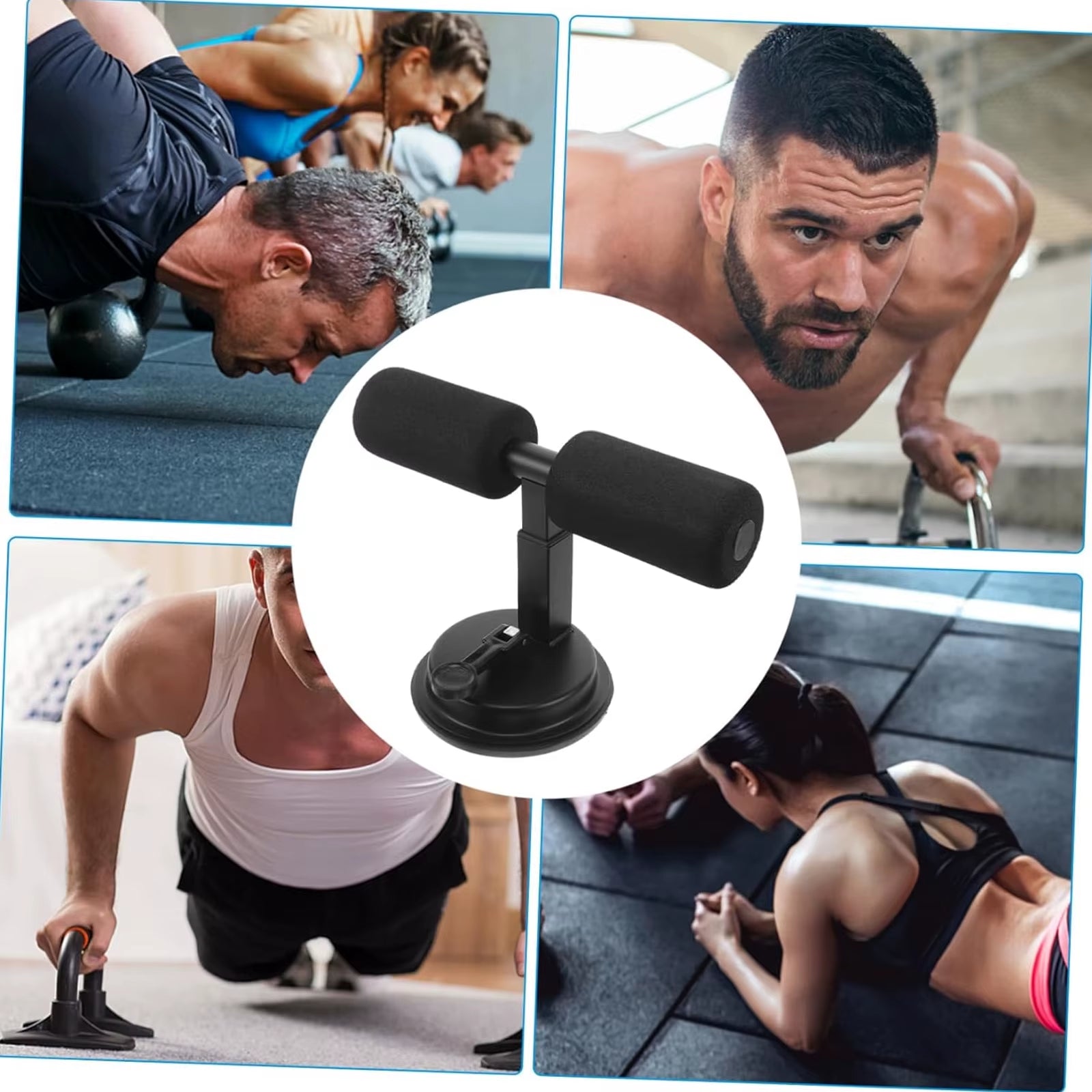 Suction Cup Sit-Up Assist Device, Abdominal Workout Trainer for Home Gym, Portable Abs Exercise Equipment with Non-Slip Base, Pe