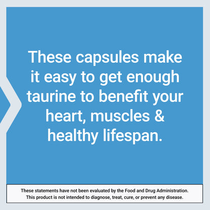 Taurine, Pure Taurine Amino Acid Supplement, Heart Health, Liver Health, Brain Health, Longevity, Muscle and Exercise, 1000 Mg Dose, Non-Gmo, Gluten-Free, 90 Vegetarian Capsules