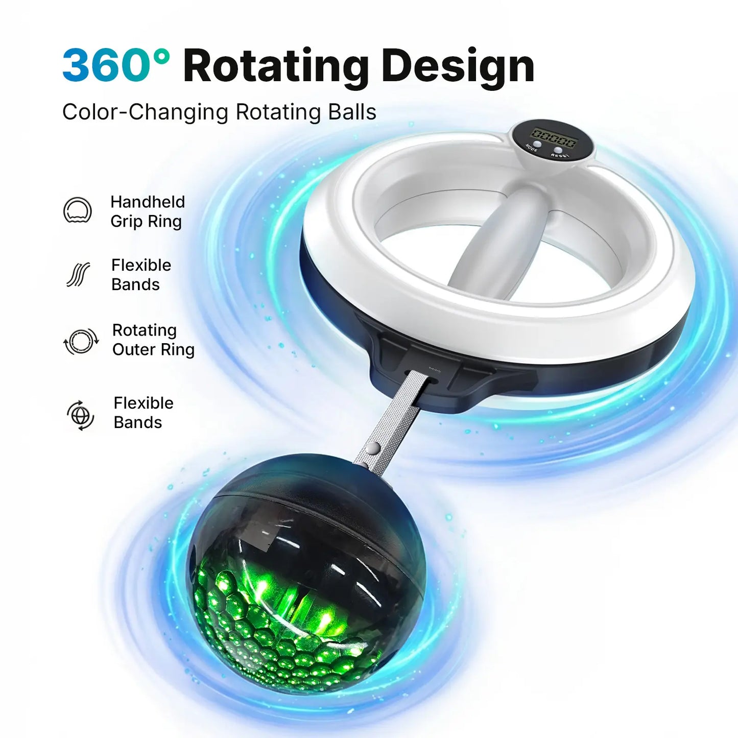 Merach 360° Rotating Wrist and Forearm Trainer - Upper Body Strengthening Tool for Arms, Shoulders, and Chest - Portable Fitness Equipment for Home and Gym Use