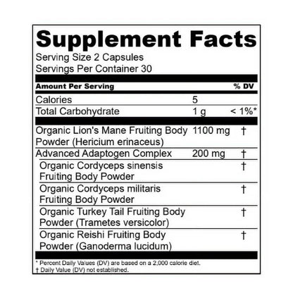 Lion’S Mane + Mushroom Blend with Cordyceps, Turkey Tail, and Reishi - for Cognitive Health and Gut Health | by  - 30 Servings