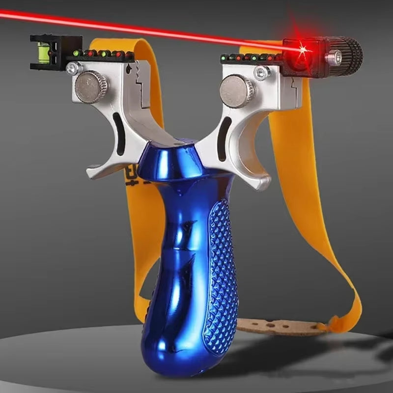 High Precision Slingshot with Rubber Band&Laser&Level Fast Press Bow Catapult Infrared Outdoor Hunting Accessories Slingshot Set