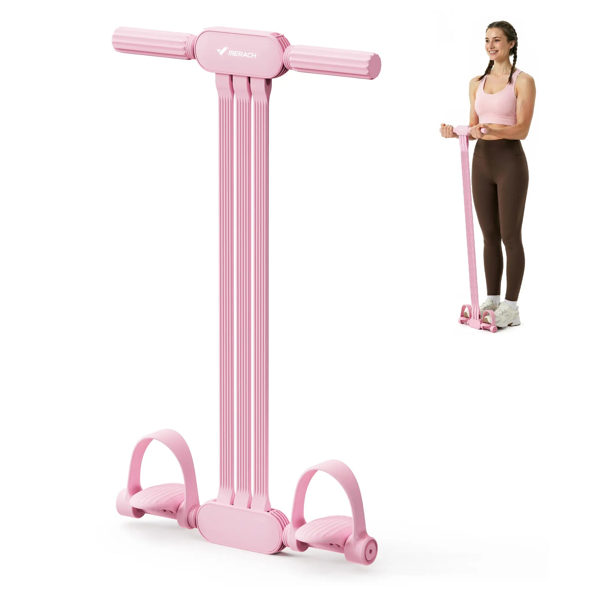 Merach Multifunction Pedal Resistance Band, Elastic Pull Rope Fitness, Full-Body Workout at Home Gym, Exercise Sit-Up, Yoga, Abdominal Training