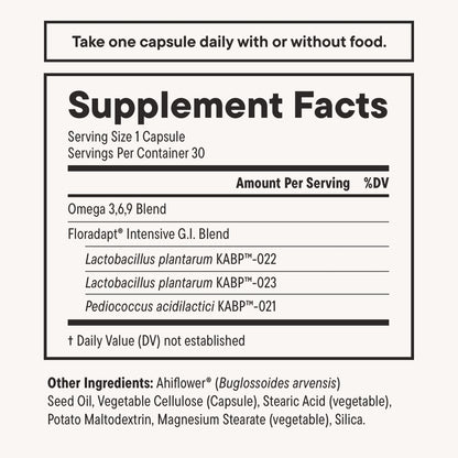 Digestive Health Probiotic with Omega for Digestion, Immune, and Brain Health, 30 Day Supply