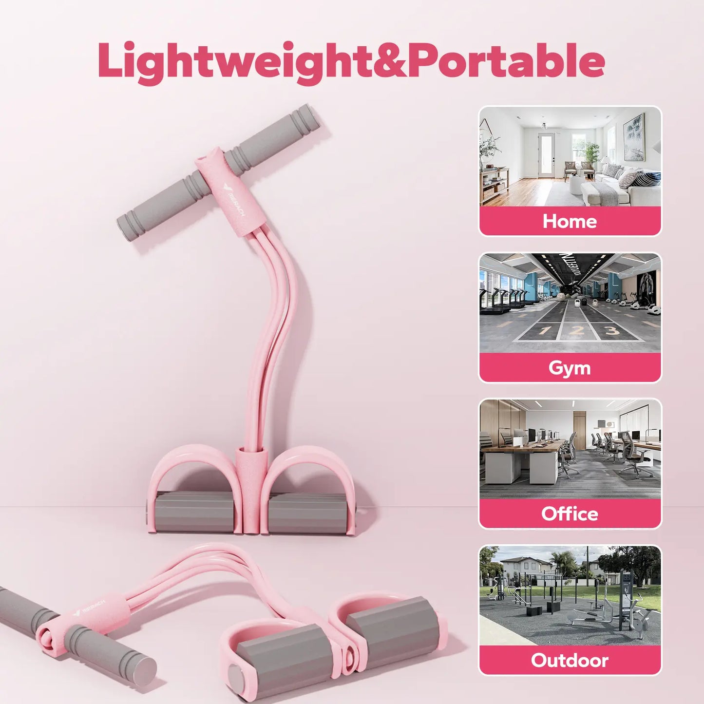 Merach Multifunction Pedal Resistance Band, Elastic Pull Rope Fitness, Full-Body Workout at Home Gym, Exercise Sit-Up, Yoga, Abdominal Training