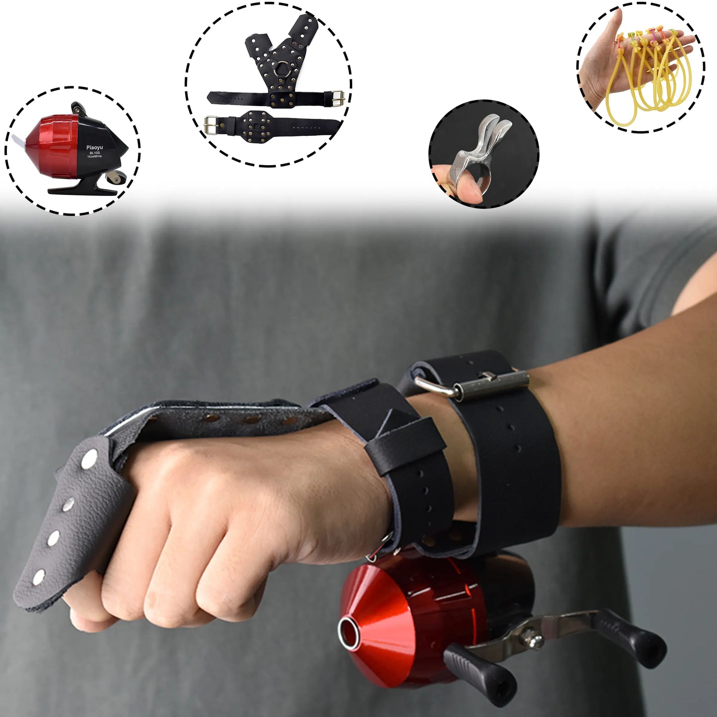 Ultimate Outdoor Sports Shooting and Fishing Set - Complete Bowfish Kit with Reel, Fish Wheel, and Safety Gear