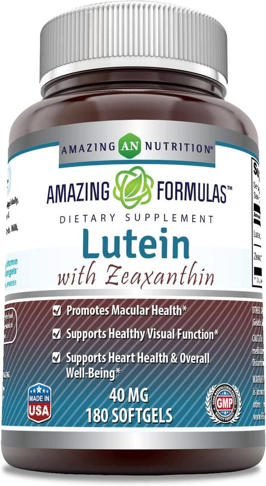 Lutein 40Mg with Zeaxanthin 1600 Mcg Supplements - 180 Softgels- Supports Eye Health & Healthy Vision -Promotes Macular Health