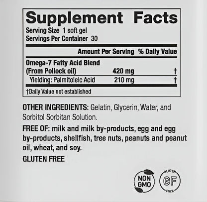 Heartxl, High Potency Omega-7 Blend, Cardiovascular Health Support, Promotes Healthy Metabolism, Gluten-Free Heart Health Supplement, 30 Soft Gels