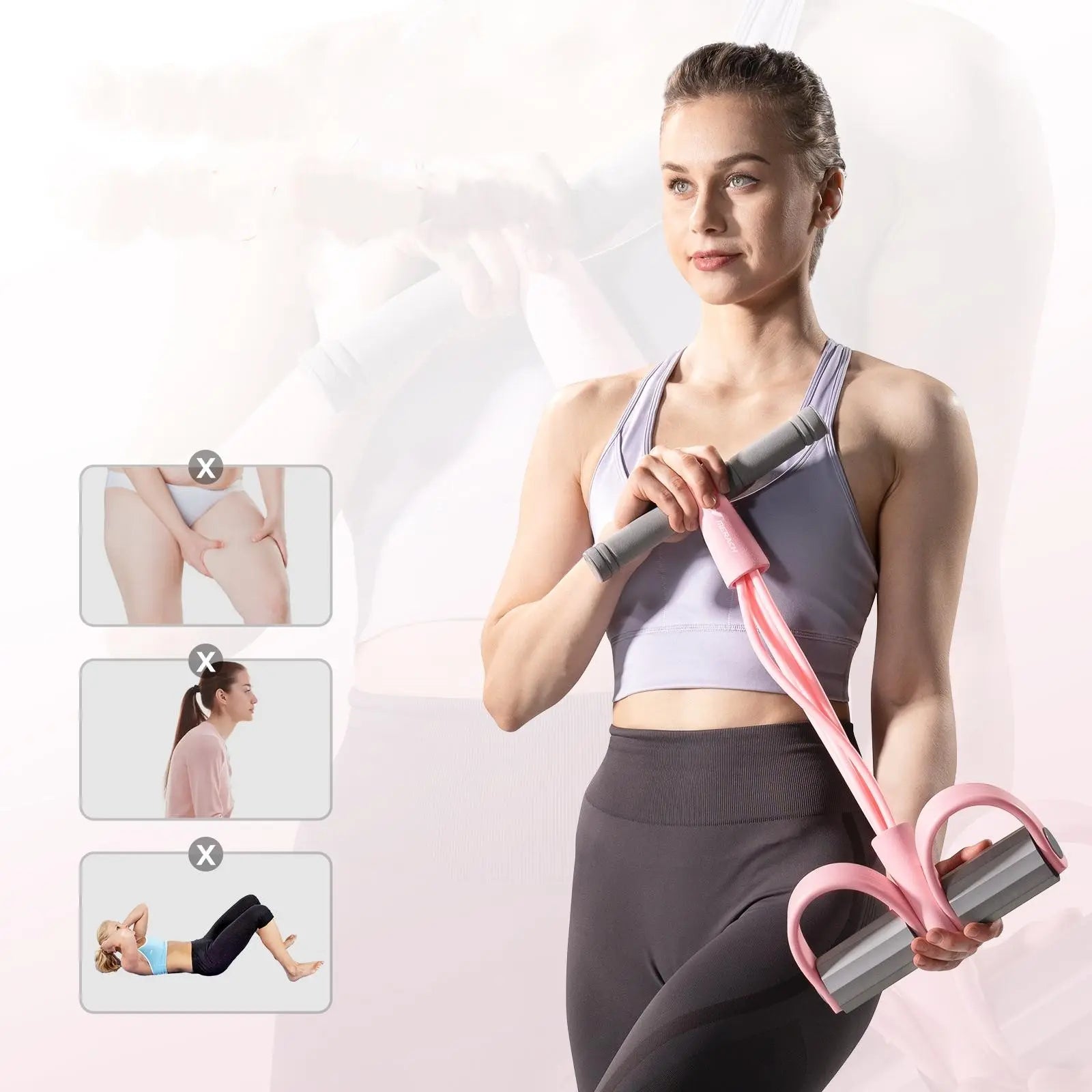 Merach Multifunction Pedal Resistance Band, Elastic Pull Rope Fitness, Full-Body Workout at Home Gym, Exercise Sit-Up, Yoga, Abdominal Training