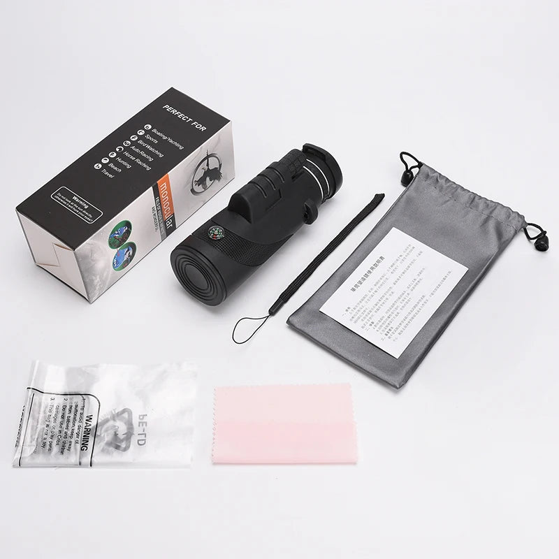 40X60 HD Professional Telescope Compass Monocular Powerful Waterproof Mini Pocket Zoom with Smartphone Hunting Camping