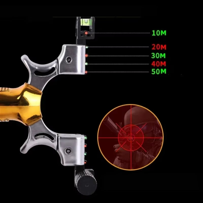 High Precision Slingshot with Rubber Band&Laser&Level Fast Press Bow Catapult Infrared Outdoor Hunting Accessories Slingshot Set