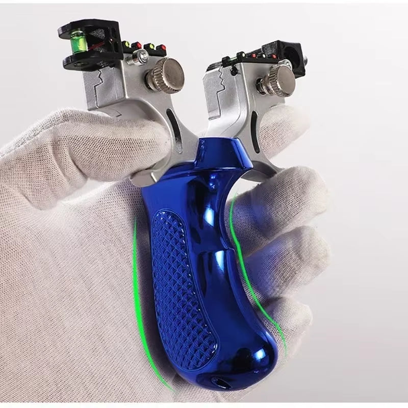 High Precision Slingshot with Rubber Band&Laser&Level Fast Press Bow Catapult Infrared Outdoor Hunting Accessories Slingshot Set